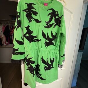 QUEEN OF SPARKLES Green and Black Halloween Dress